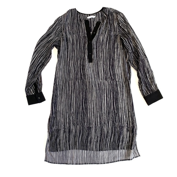 Vince Black and White Wavy Striped Dress 100% Silk - Picture 5 of 7